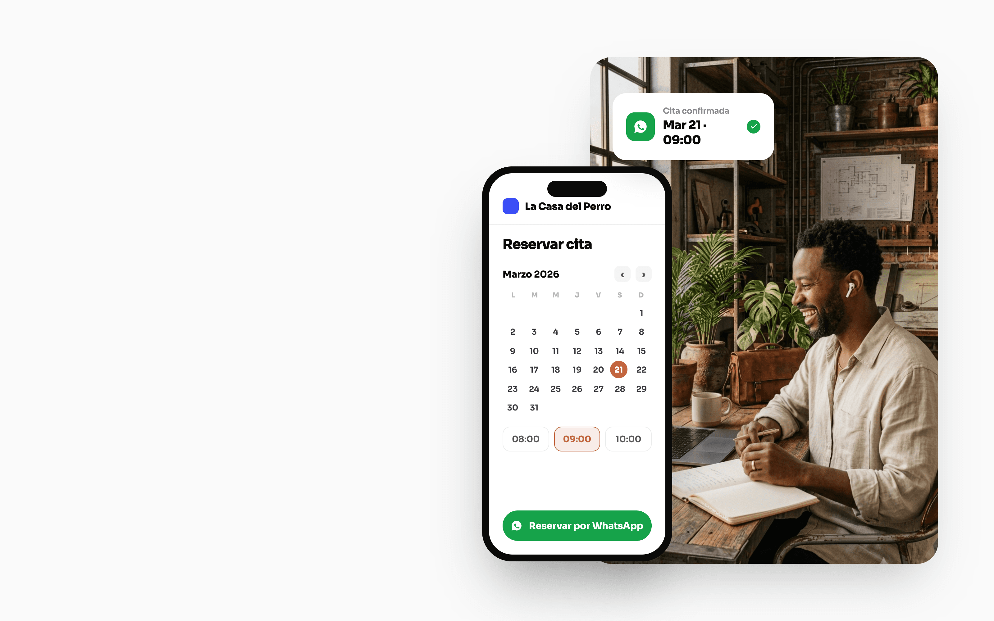 Selector de día y hora para agendar un servicio en la tienda de CEO Market